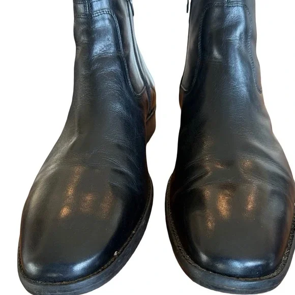 Johnston & Murphy Men's Black Leather Ankle Boots 11M Sheepskin Zip - Picture 2 of 8